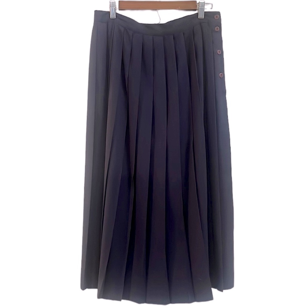 VINTAGE LIZ BAKER PLEATED MIDI SKIRT NAVY BLUE PLUS SIZE 14P